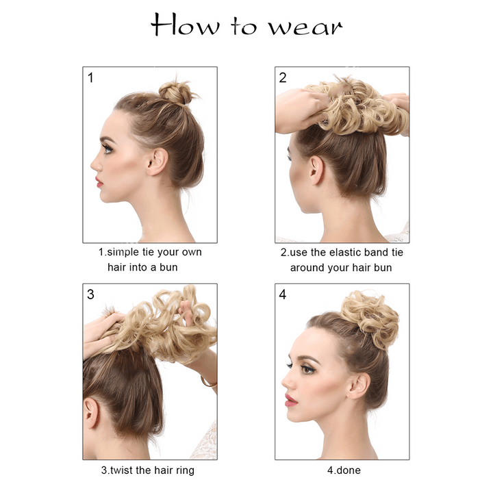 Synthetic Hair Scrunchie Bun Hair Piece Elastic,,Perruques RL Moda Wigs Inc..